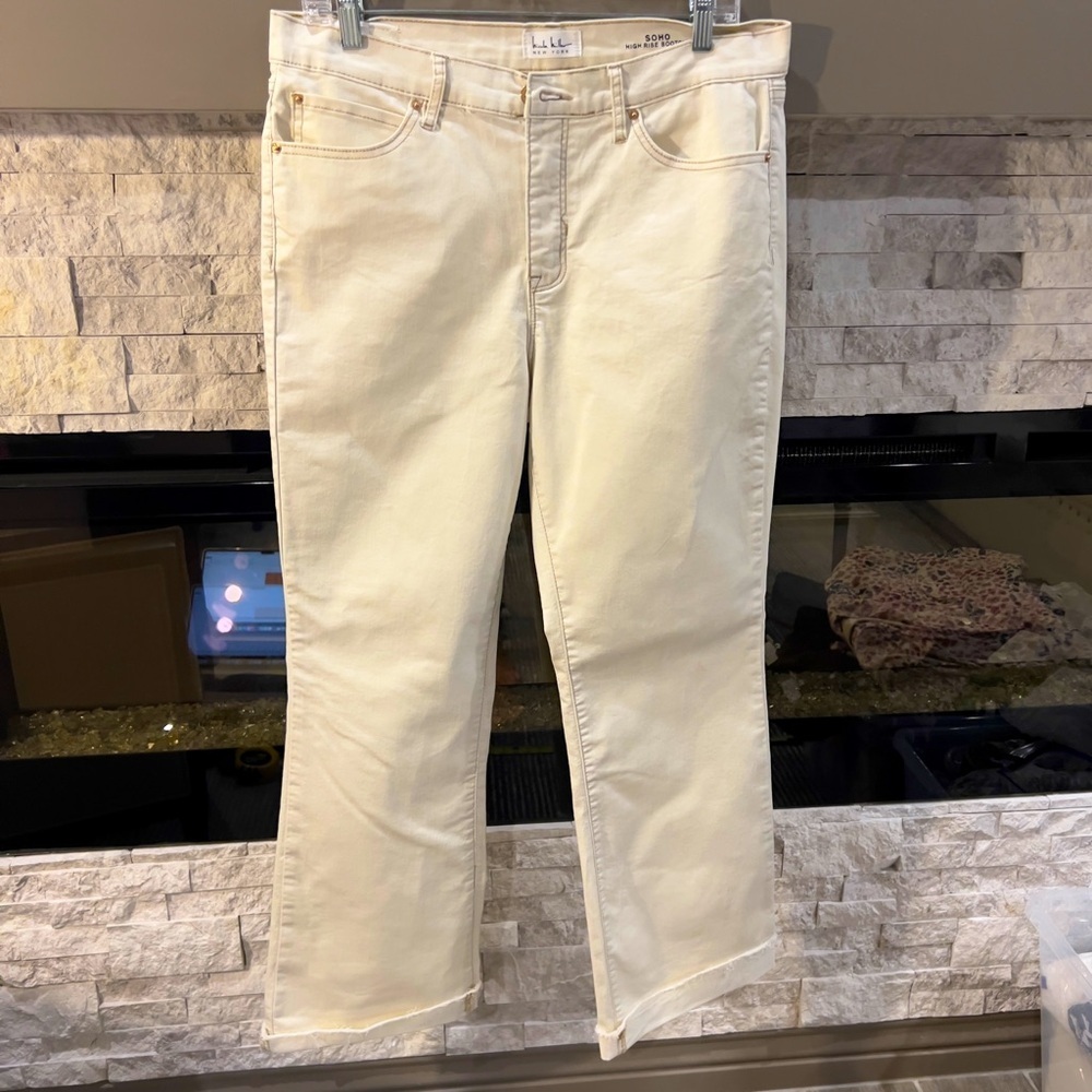 Nicole Miller Cream Boot Cut Pants